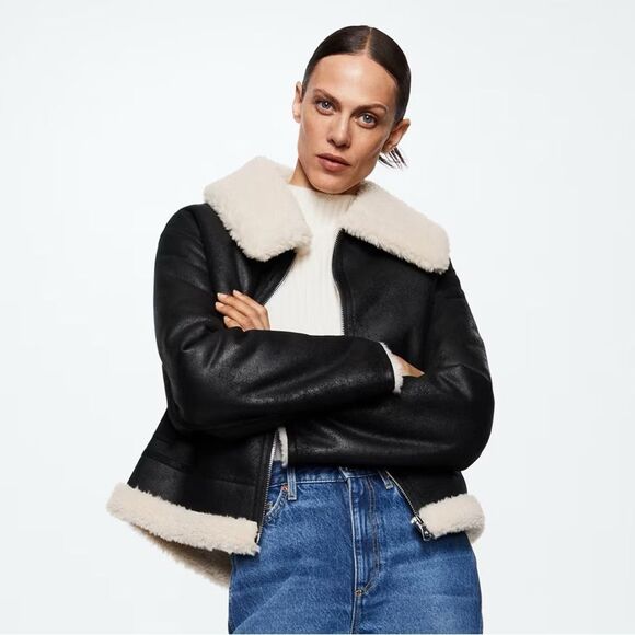 Mango SHEARLING COLLAR JACKET - Picture 8 of 9